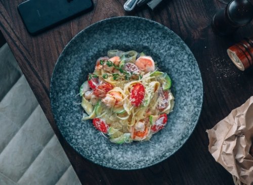 Фетучини с креветкой